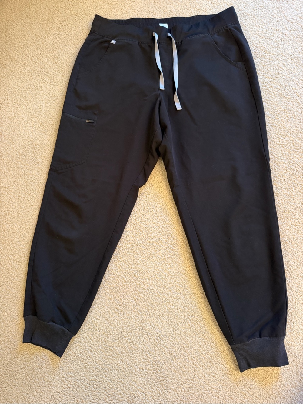 Figs Black Jogger Pants with Light Gray Drawstring